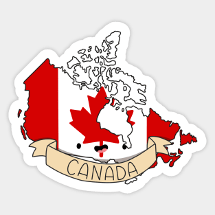 Kawaii Canada Flag Map Sticker